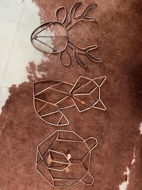 Geometric Metal Animal Wall Art Trio - Copper Tone